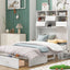 ueen Size Murphy Bed with Bookcase, Bedside Shelves and a Big Drawer, White - Korvel
