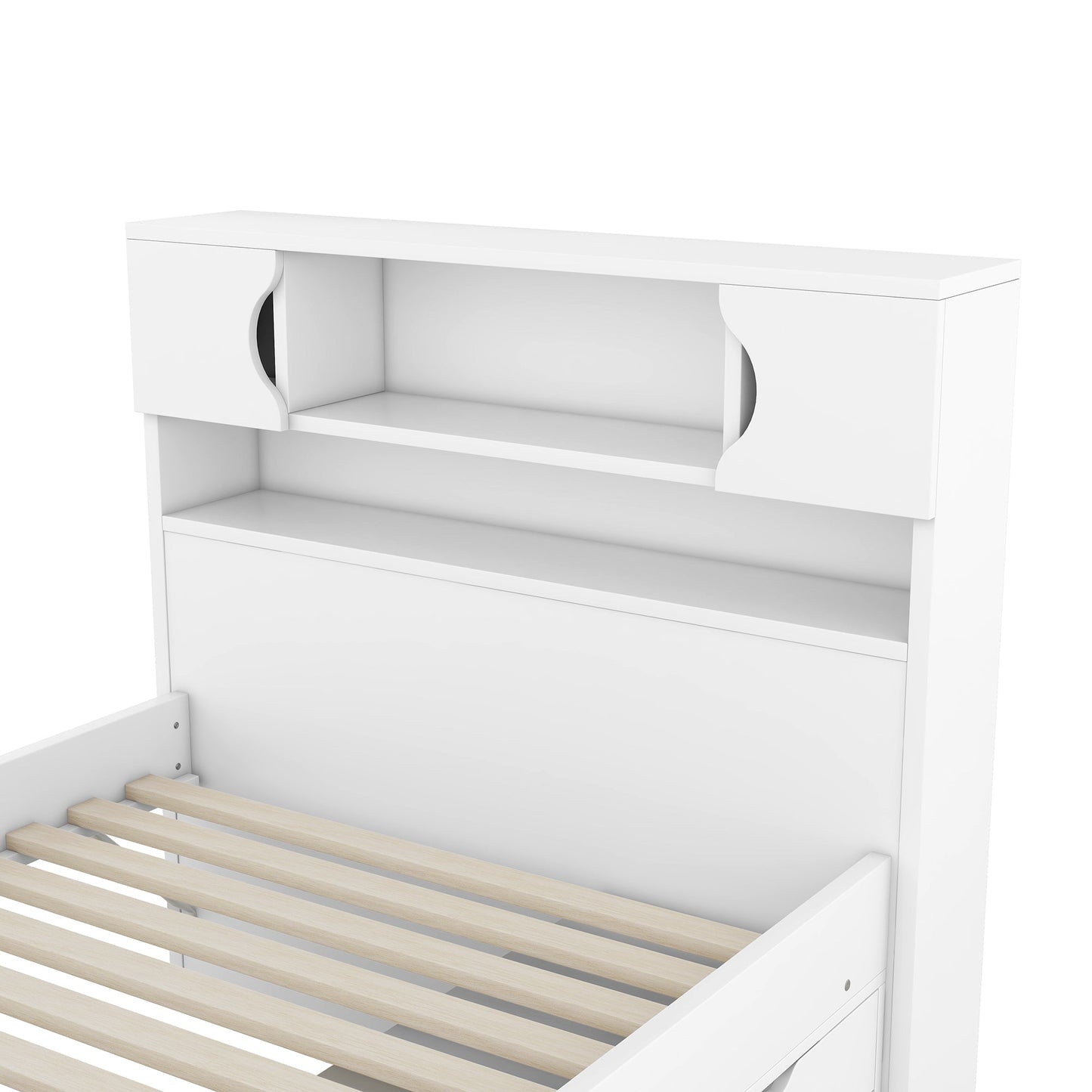 Cama plataforma tamaño twin Captain con almacenamiento en blanco