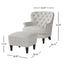 Modern light grey fabric club chair and Ottoman set, stylish cushioned armchair, paired with Ottoman style - Korvel
