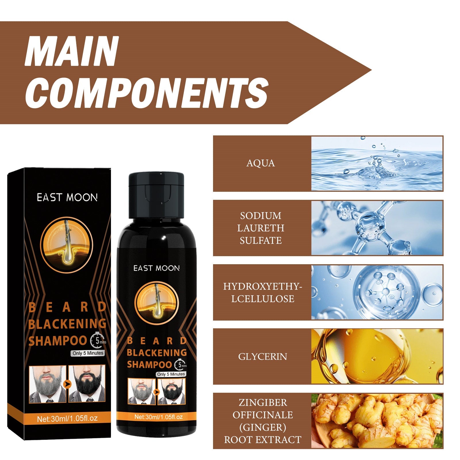 Shampoo Men's Hair Cleansing Moisturizing Massage Treatment Smoothing Dark Hair Shampoo - Korvel