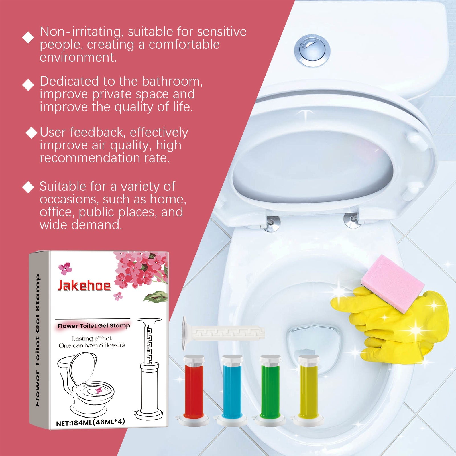 Toilet Gel Deodorizer Flower Household Toilet Descaling Deodorizing Deodorizing Fragrance Deodorizing Odor-Removing Toilet Cleaner - Korvel