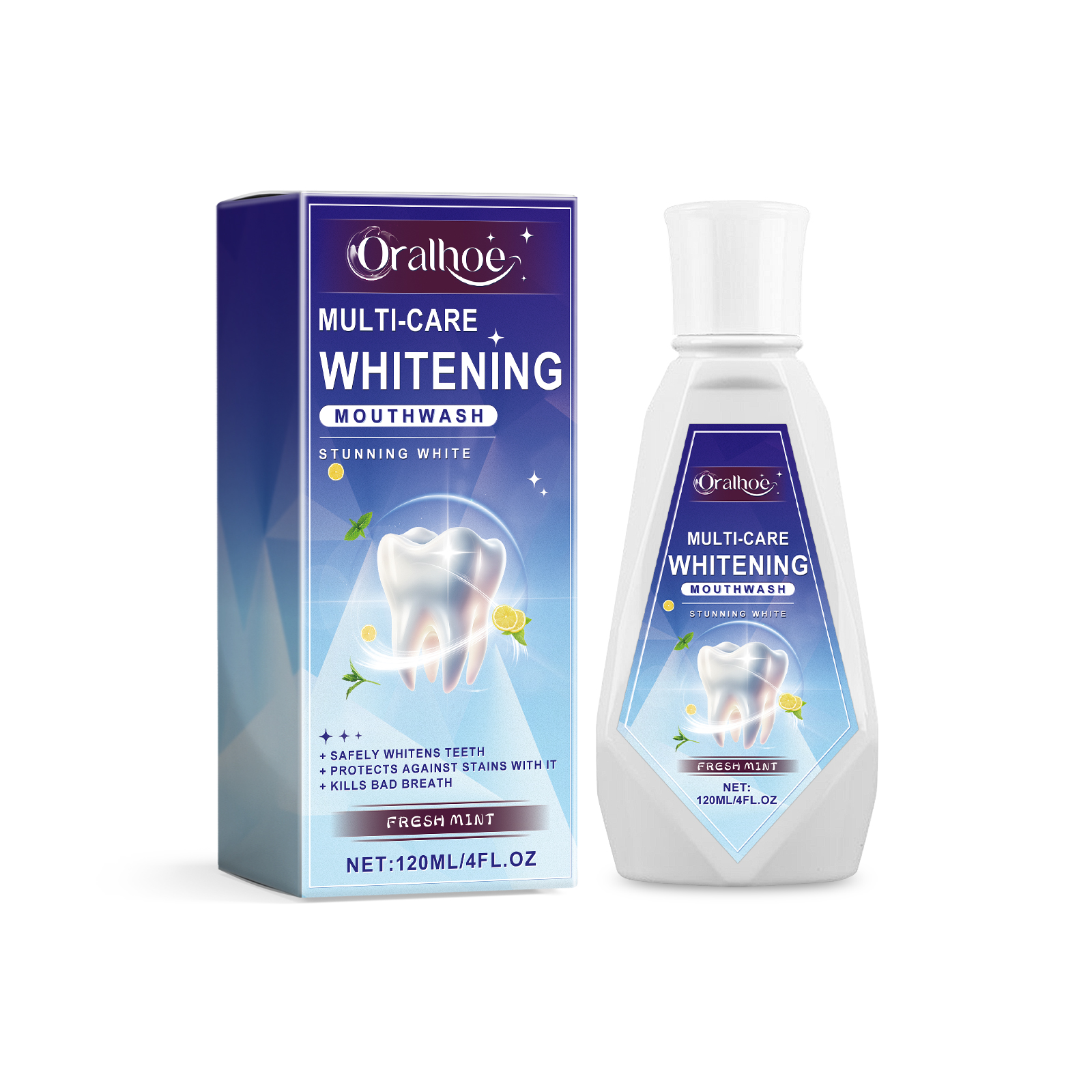 Triple Teeth Mouthwash, A Fresh Mint Daily Mild Odor Cleaning Teeth Mouthwash - Korvel