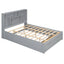 Elegant Queen Size Platform Bed with Storage Headboard, Gray