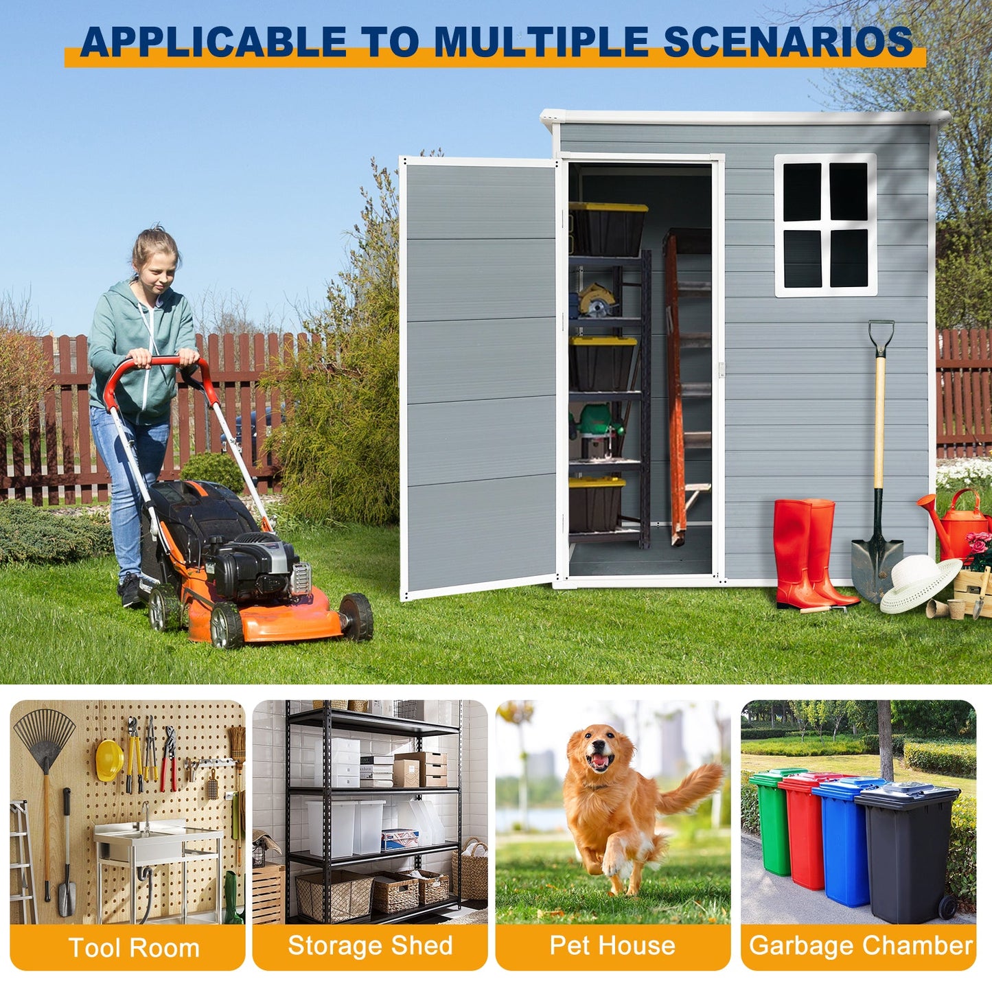 5x3ft Resin Outdoor Storage Shed Kit-Perfect to Store Patio Furniture Grey - Korvel