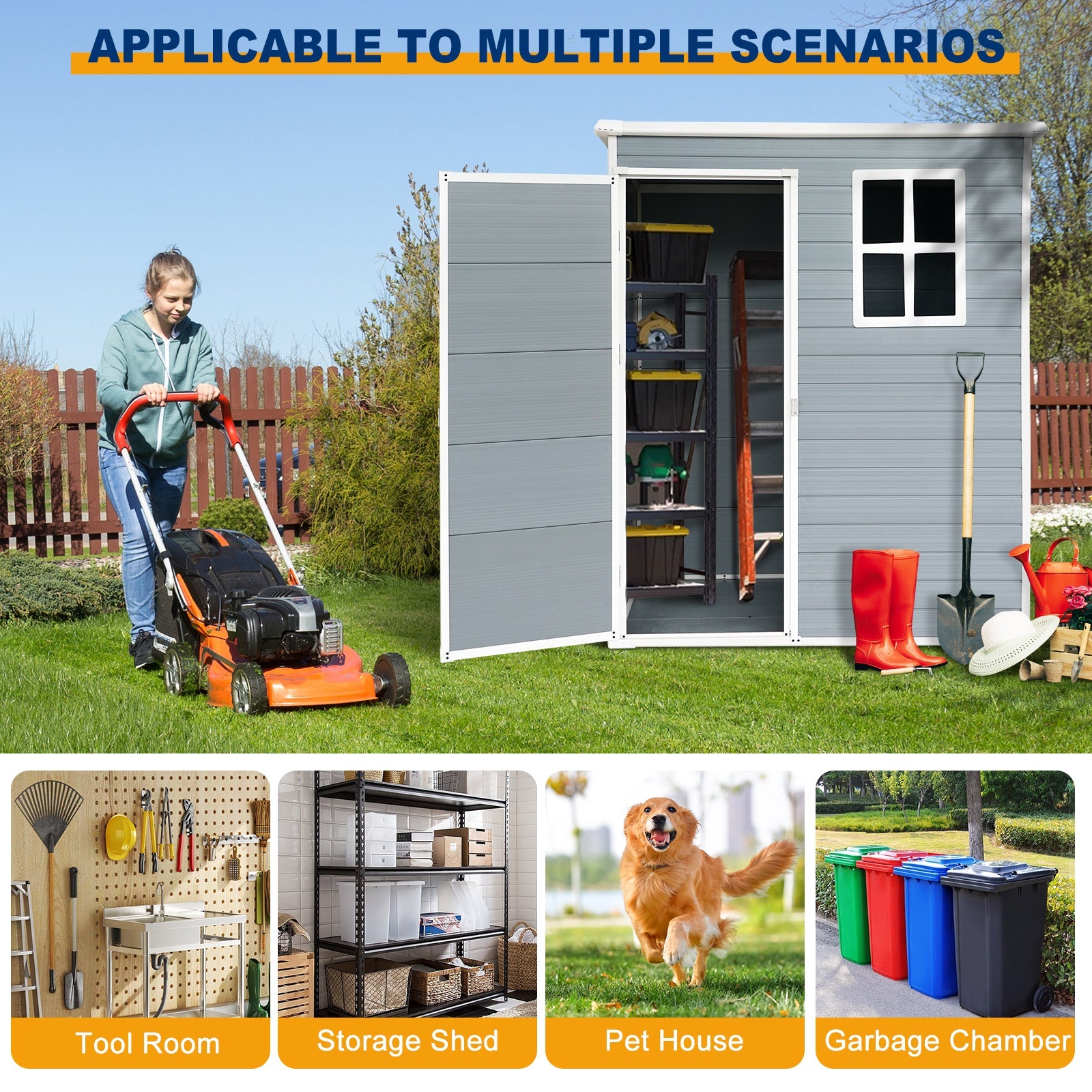 5x3ft Resin Outdoor Storage Shed Kit-Perfect to Store Patio Furniture Grey - Korvel