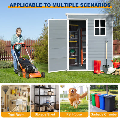5x3ft Resin Outdoor Storage Shed Kit-Perfect to Store Patio Furniture Grey - Korvel