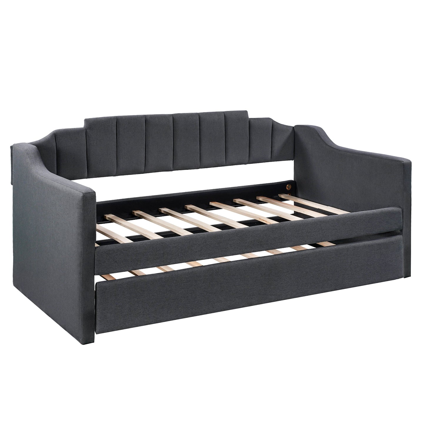 Upholstered Twin Daybed with Trundle Black - Korvel