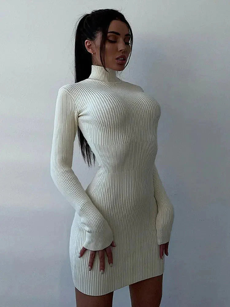 Maxi Cuello Alto: Vestido de Suéter Elegante