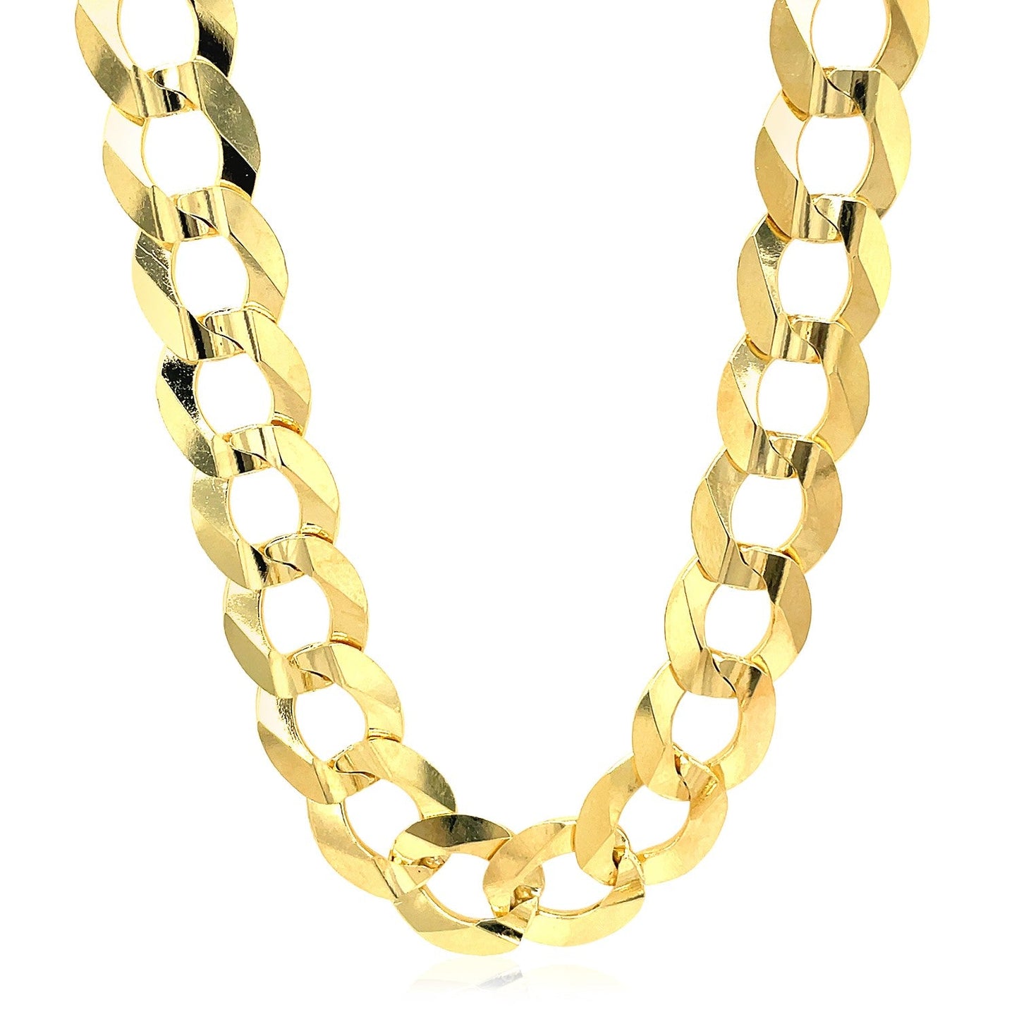 Chaîne Curb en Or Jaune 14k Solide 10,0 mm