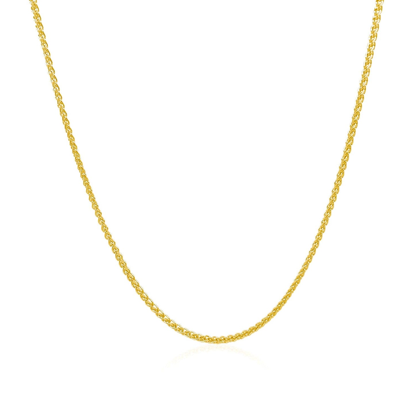 Cadena de Trigo Redonda Cortada con Diamante de Oro Amarillo de 14k - 1.1mm