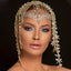 Elegant Leaf Water Diamond Tassel Headwear for Women