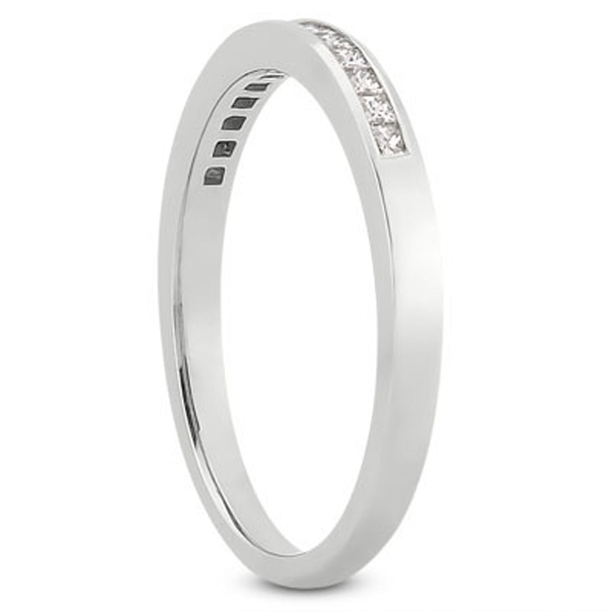 Bague de mariage en diamant princesse sertie en channel en or blanc 14k