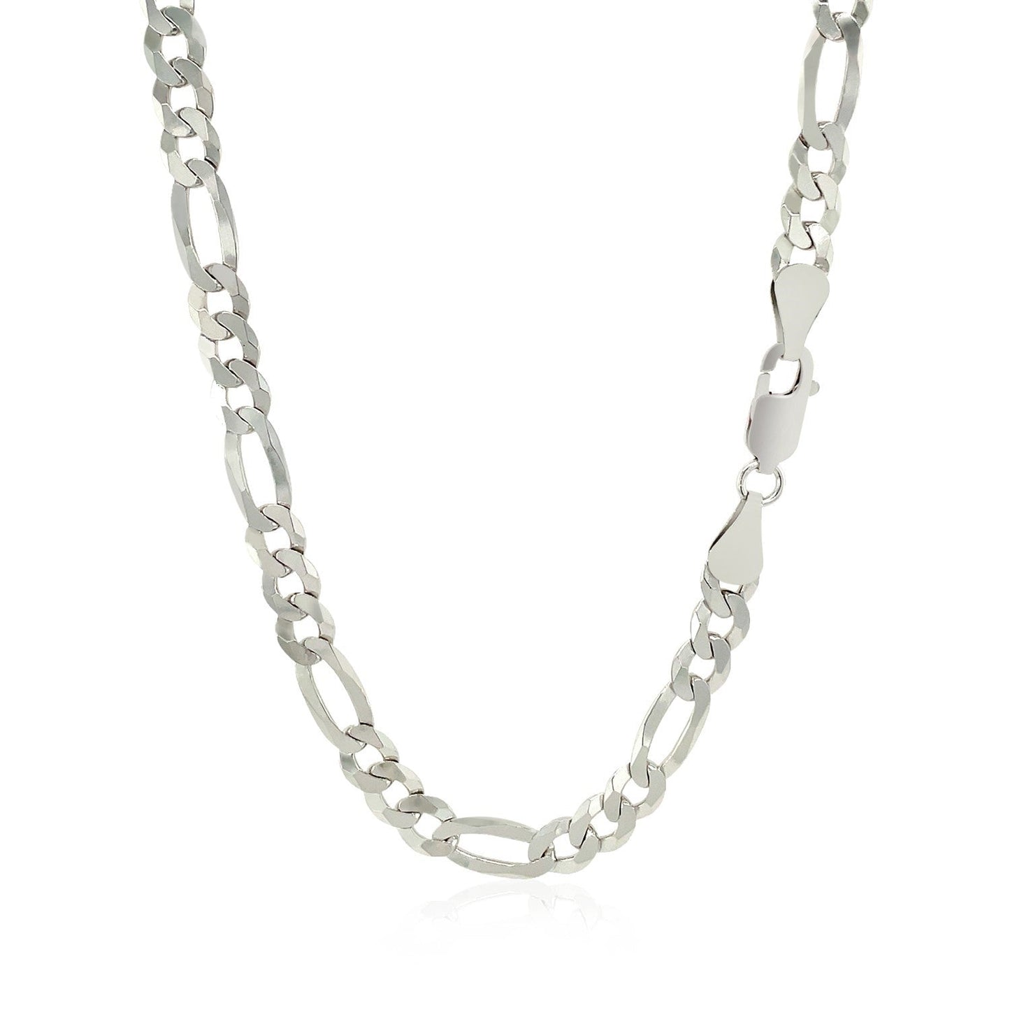 Rhodium Plated Sterling Silver Figaro Chain - 5.5mm