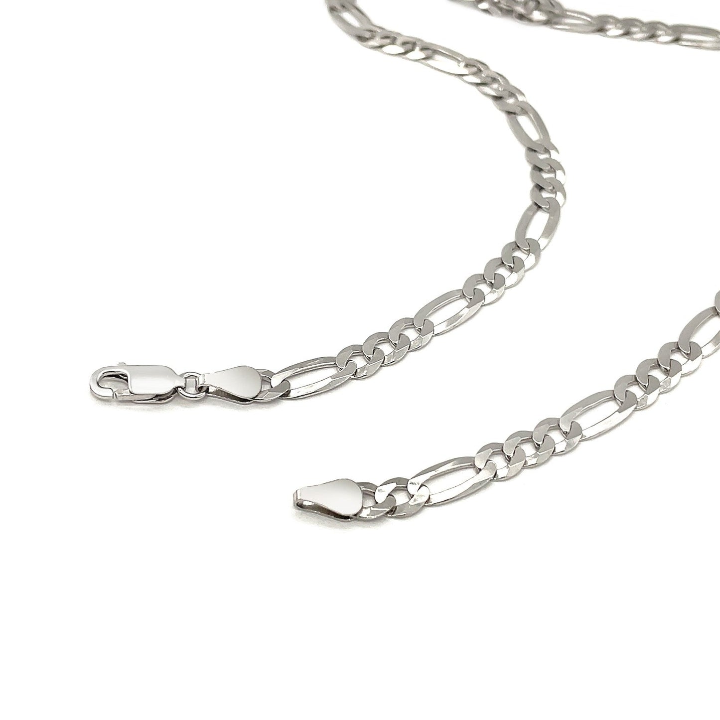 Rhodium Plated Sterling Silver Figaro Chain - 5.5mm