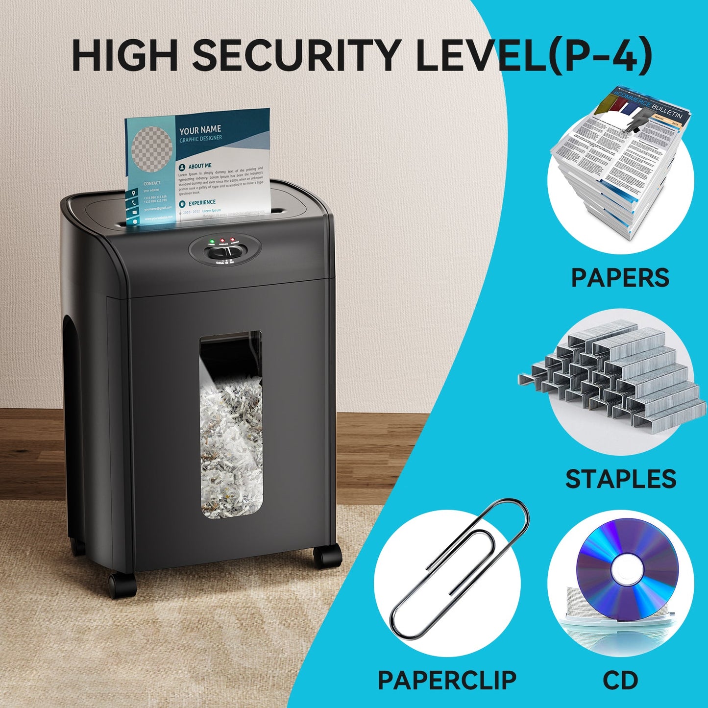 Heavy Duty Cross Cut Paper Shredder - 15 Sheets Capacity