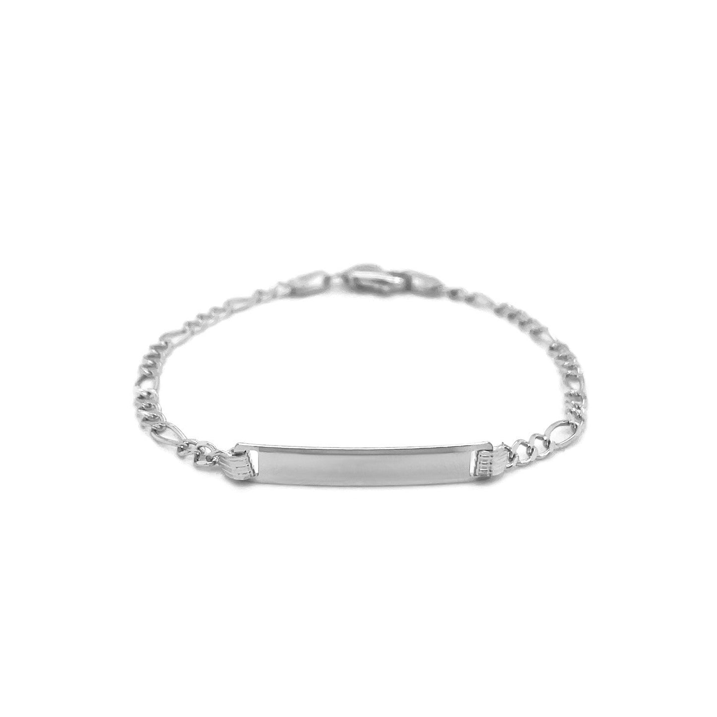 14k White Gold Figaro Chain Children's ID Bracelet