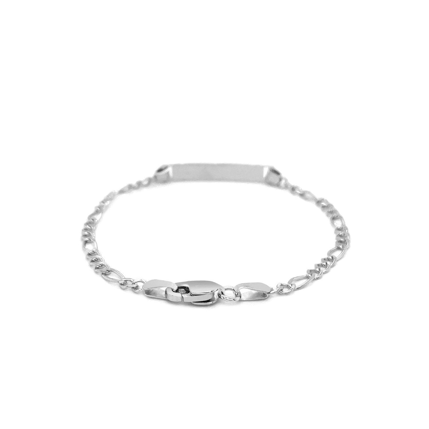 14k White Gold Figaro Chain Children's ID Bracelet