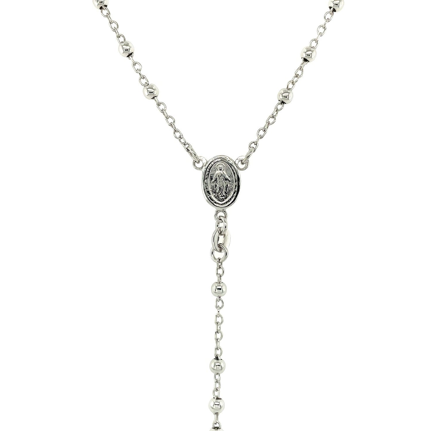 Elegant Sterling Silver Rosary Necklace with Fine Beads