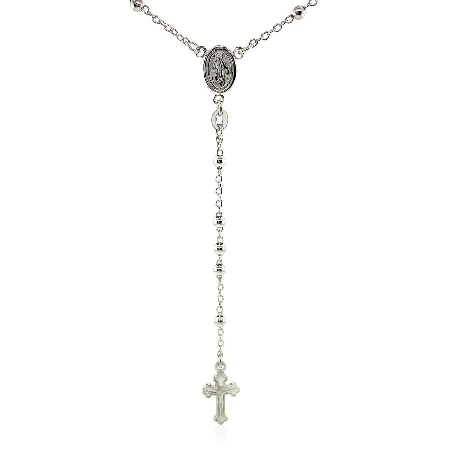 Elegant Sterling Silver Rosary Necklace with Fine Beads
