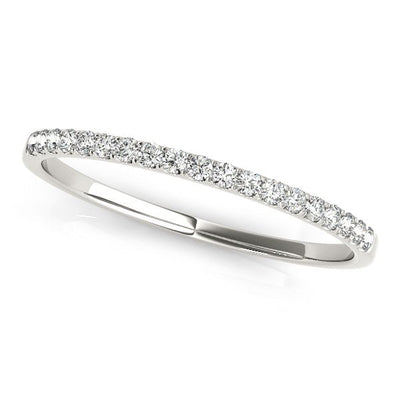 14k White Gold Slim Pave Set Diamond Wedding Band