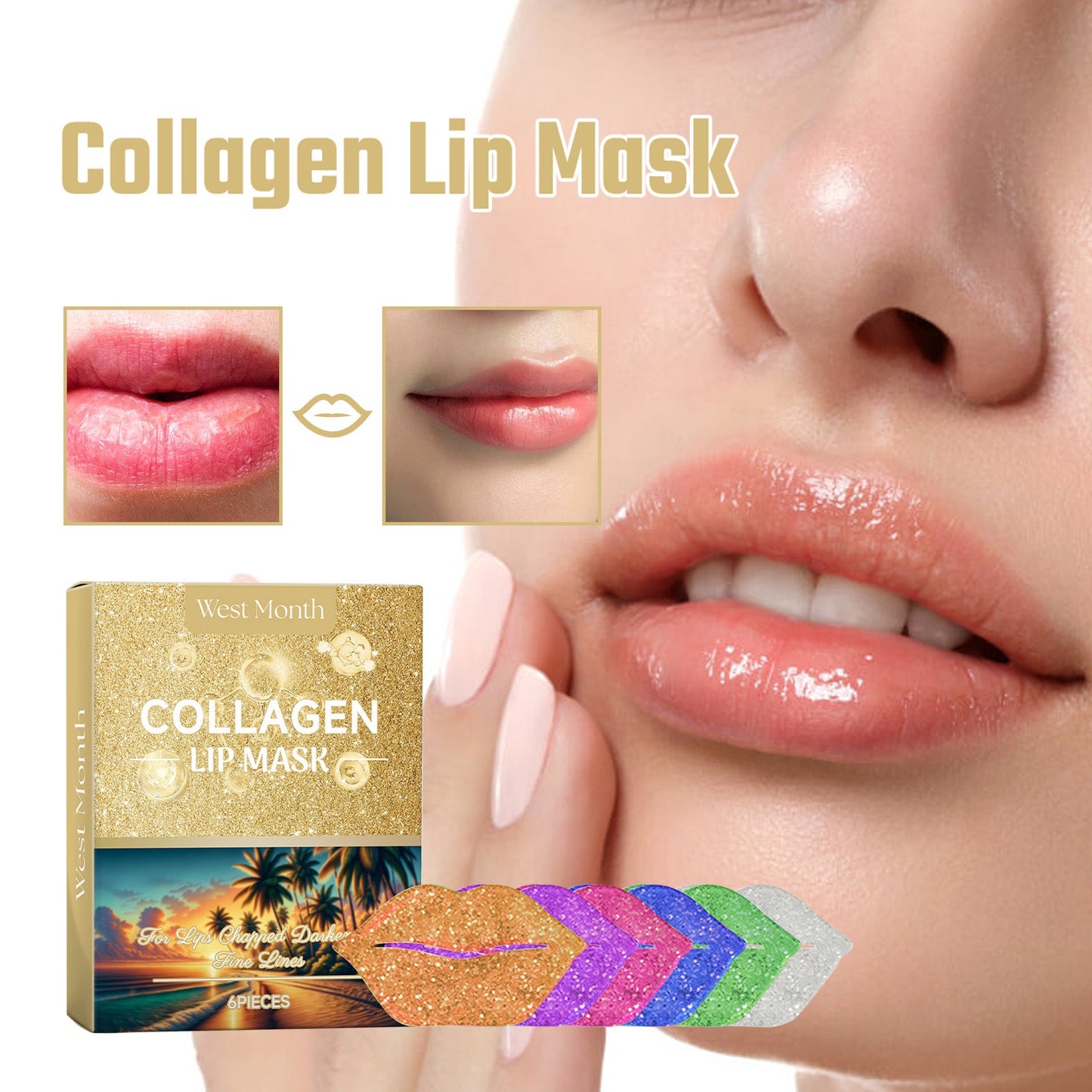 Collagen Lip Mask Repair Dry, Hydrating, Hydrating And Light Lip Line Lip Mask - Korvel