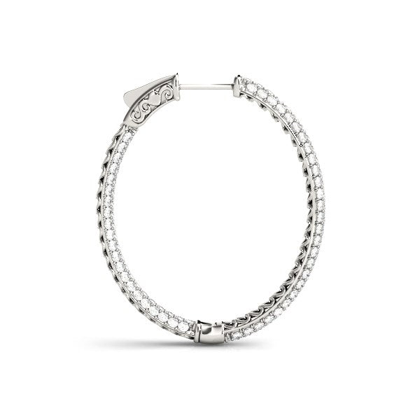 Boucles d'oreilles créoles en diamant en or blanc 14k - Design double face