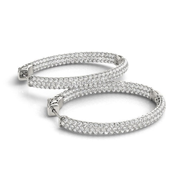 Boucles d'oreilles créoles en diamant en or blanc 14k - Design double face