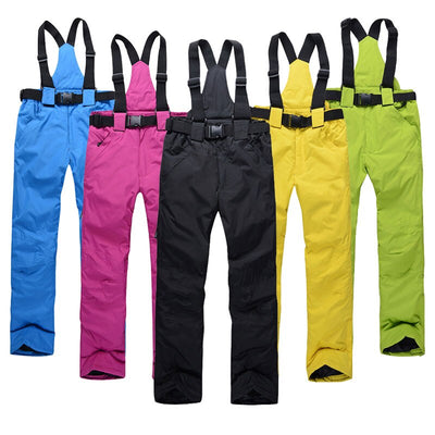 Women Men Ski Pants Brands Outdoor Sports Suspenders Windproof Waterproof Trousers - Korvel