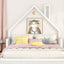 Full Size Wood Floor Bed with House-shaped Headboard  White - Korvel