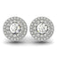 14k White Gold Double Halo Round Diamond Earrings