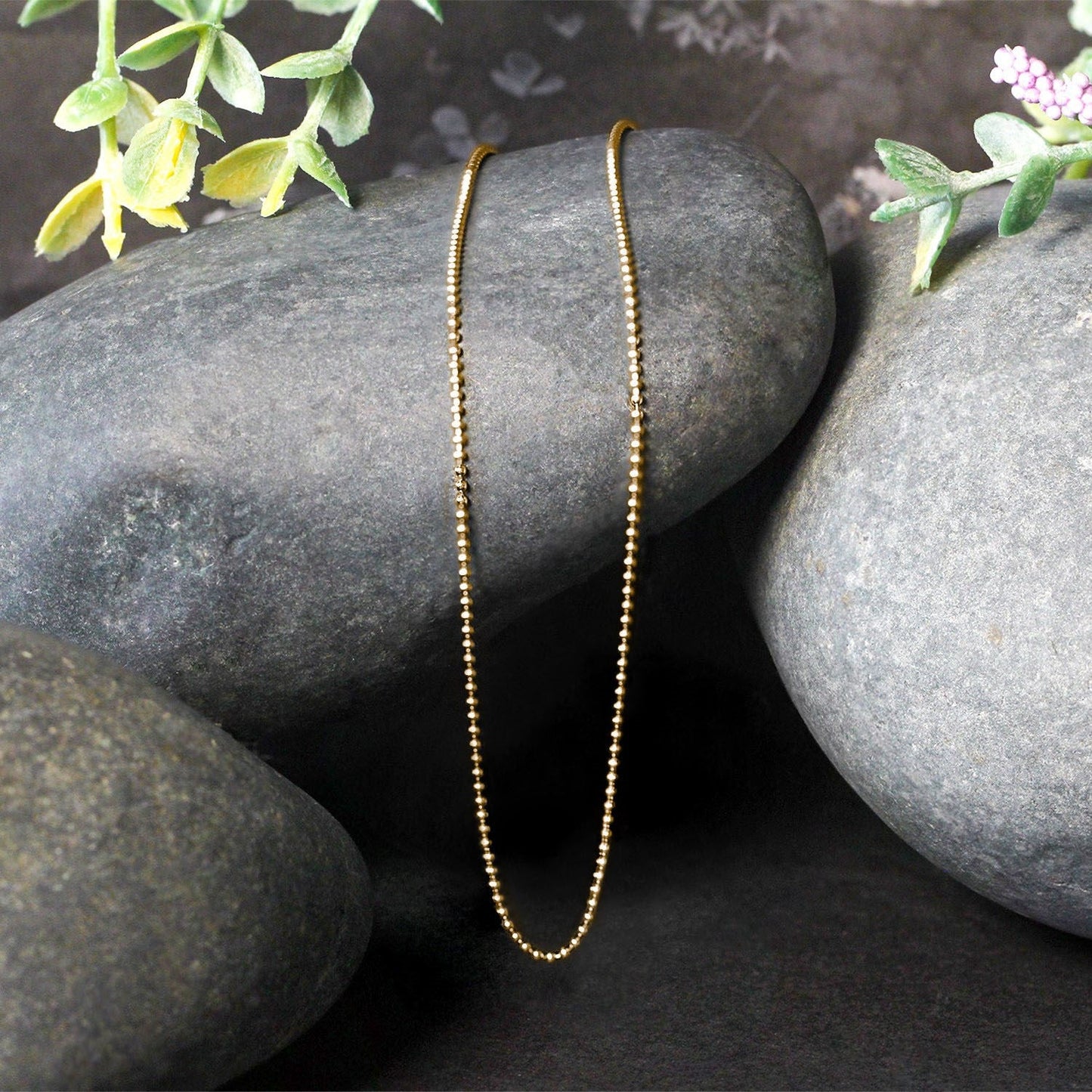 Chaîne à perles en or jaune 14k 1,0 mm