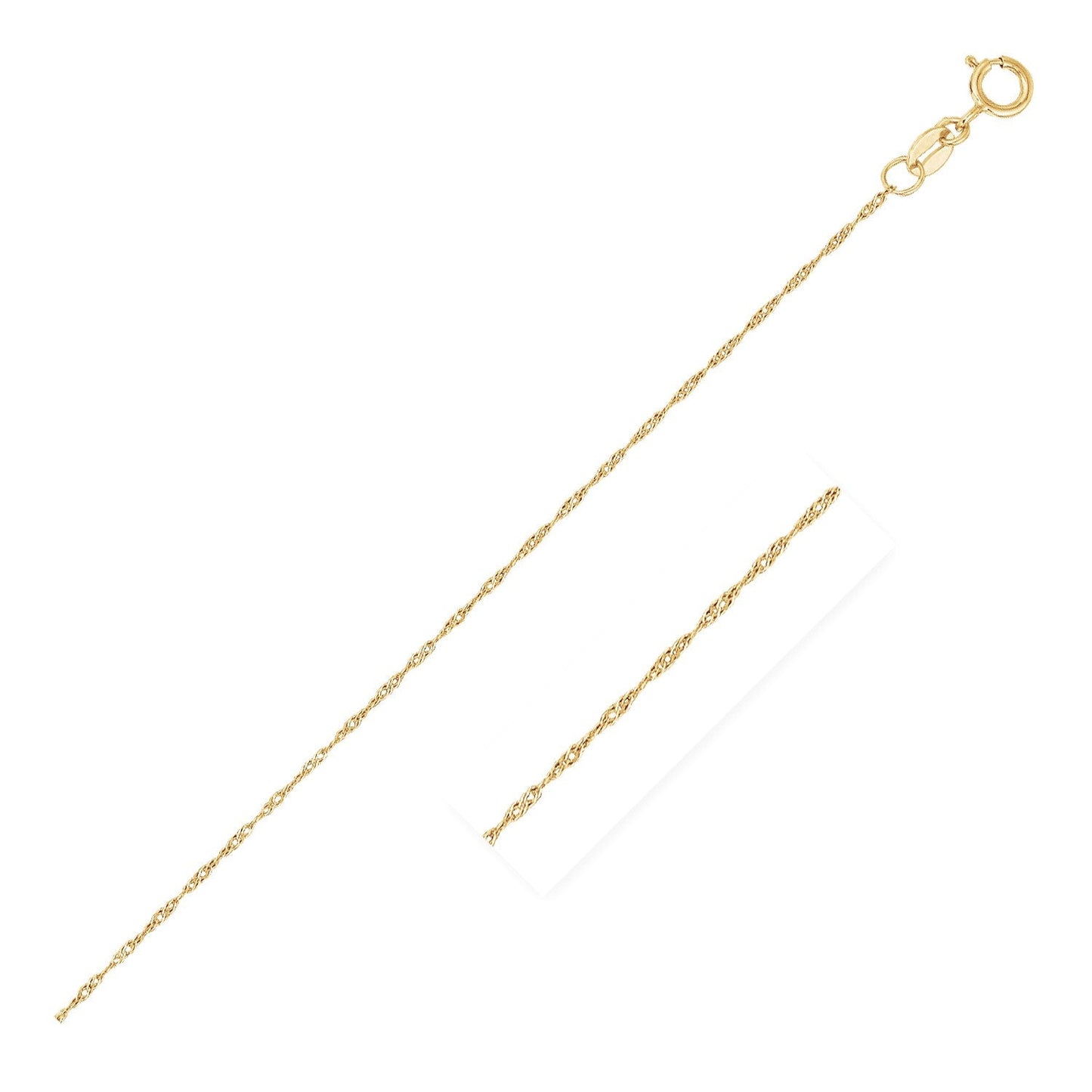 Chaîne Singapore en Or Jaune 14k - Élégance de 0,6 mm