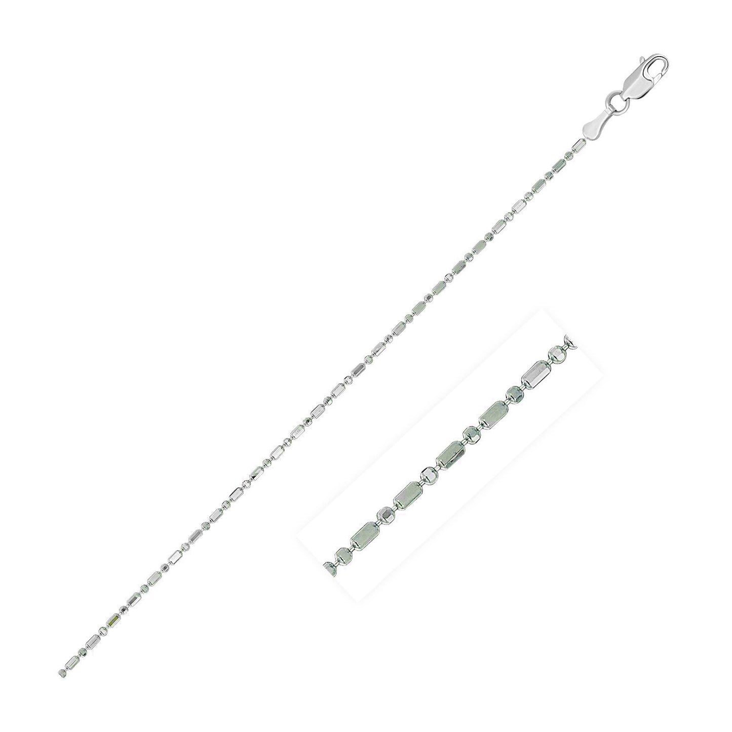14k White Gold Diamond-Cut Bead Chain - 1.0mm