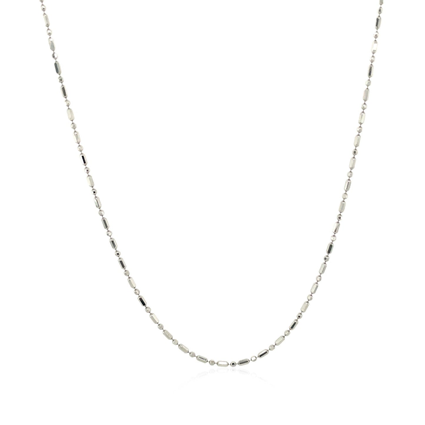 14k White Gold Diamond-Cut Bead Chain - 1.0mm