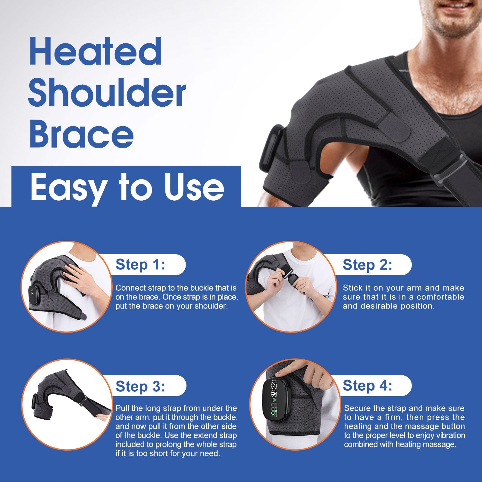 Touchscreen controller hole shaped shoulder protection electric heating shoulder protection heating vibration massager - Korvel