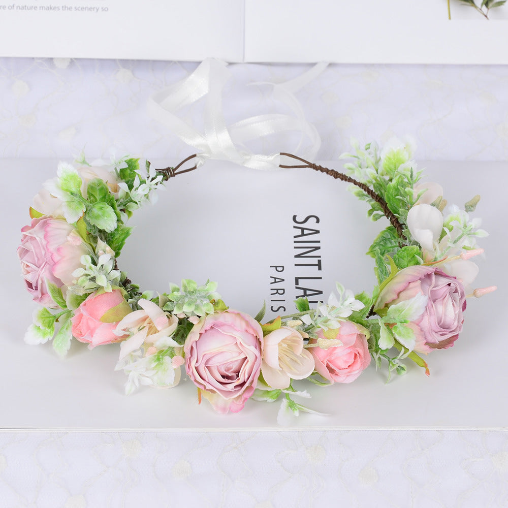 Hawaiian Wreath Wreath Simulation Flower Headwear Forest Fairy Girl Style Scenic Area Photo Headflower - Korvel