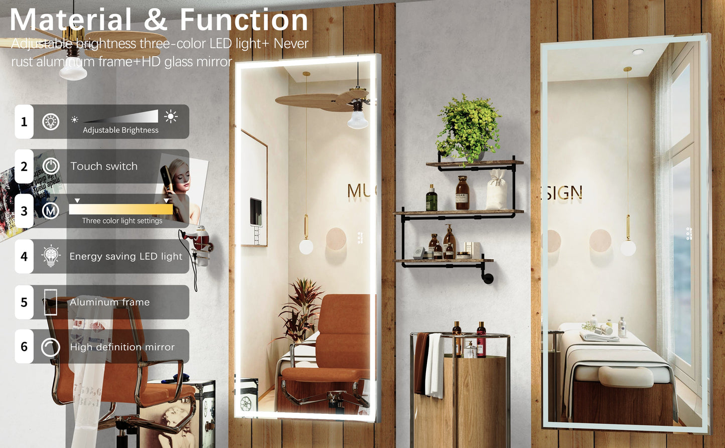 72x32 Inch LED Bathroom Mirror with 3 Color Modes