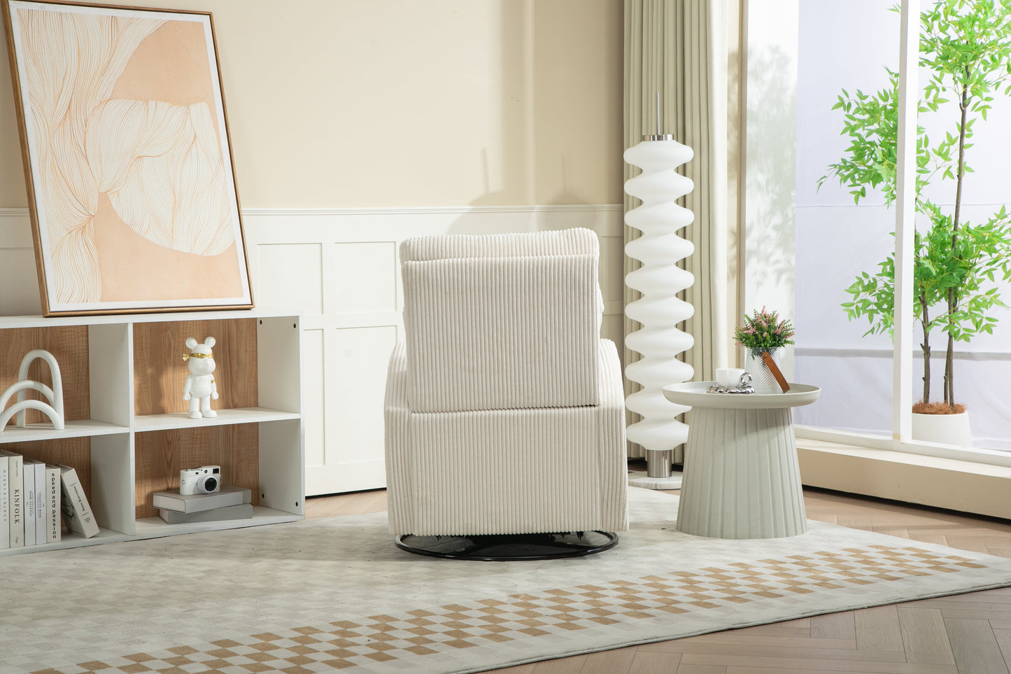 Silla mecedora giratoria tapizada JiaDa en beige
