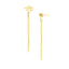 Pendientes colgantes modernos de disco y barra de oro amarillo de 14k