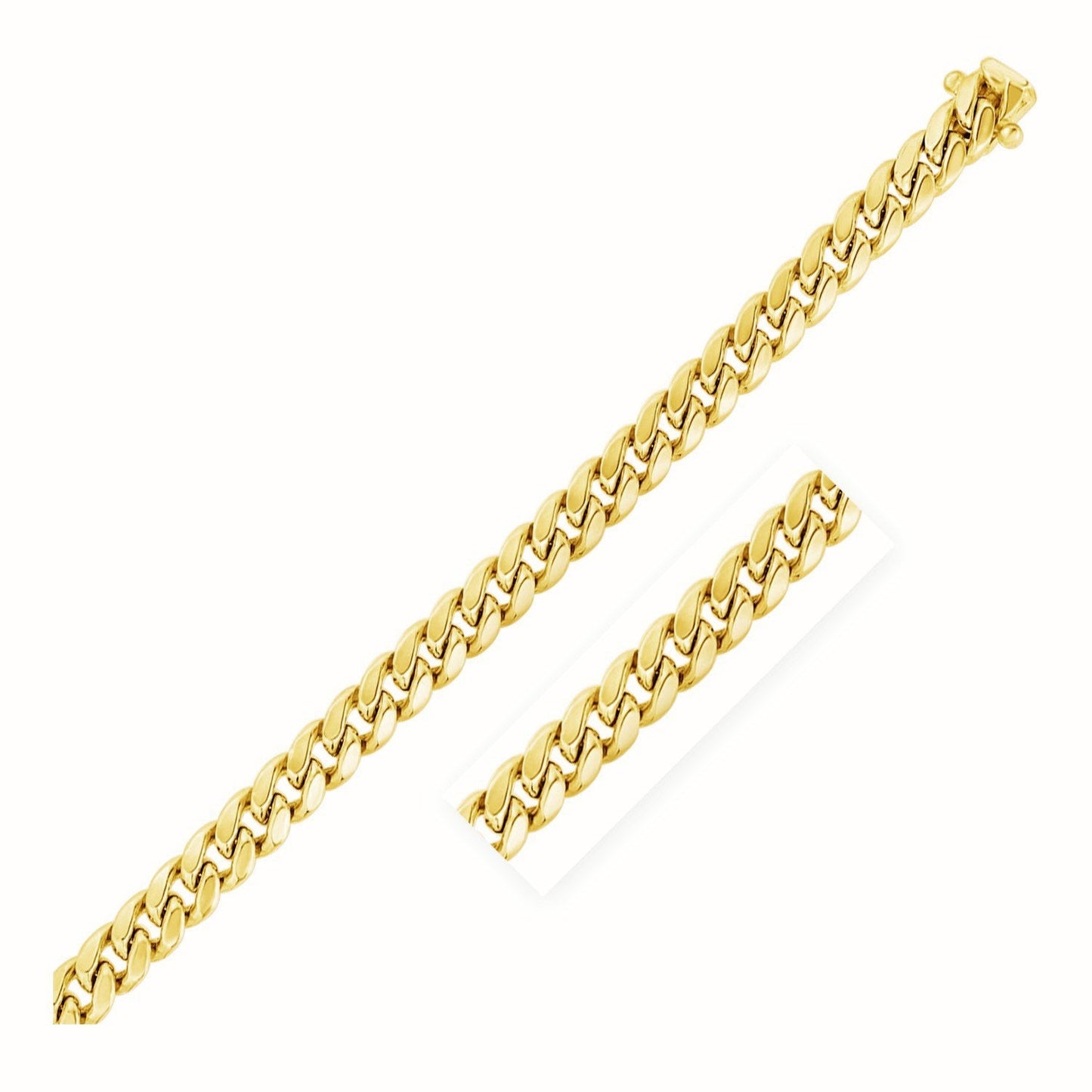 10k Yellow Gold Semi Solid Miami Cuban Chain - 7.25mm