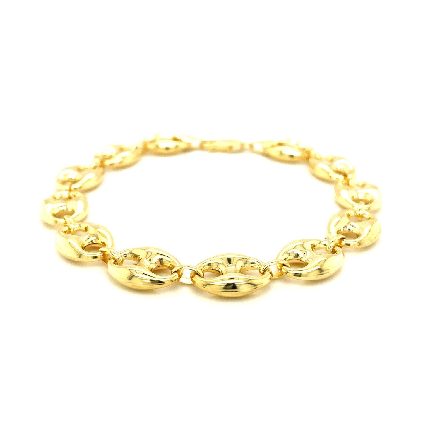 14k Yellow Gold Puffed Mariner Link Bracelet - 11mm
