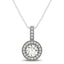 Colgante Halo de Diamantes con Bisel Milgrain en Oro Blanco de 14k