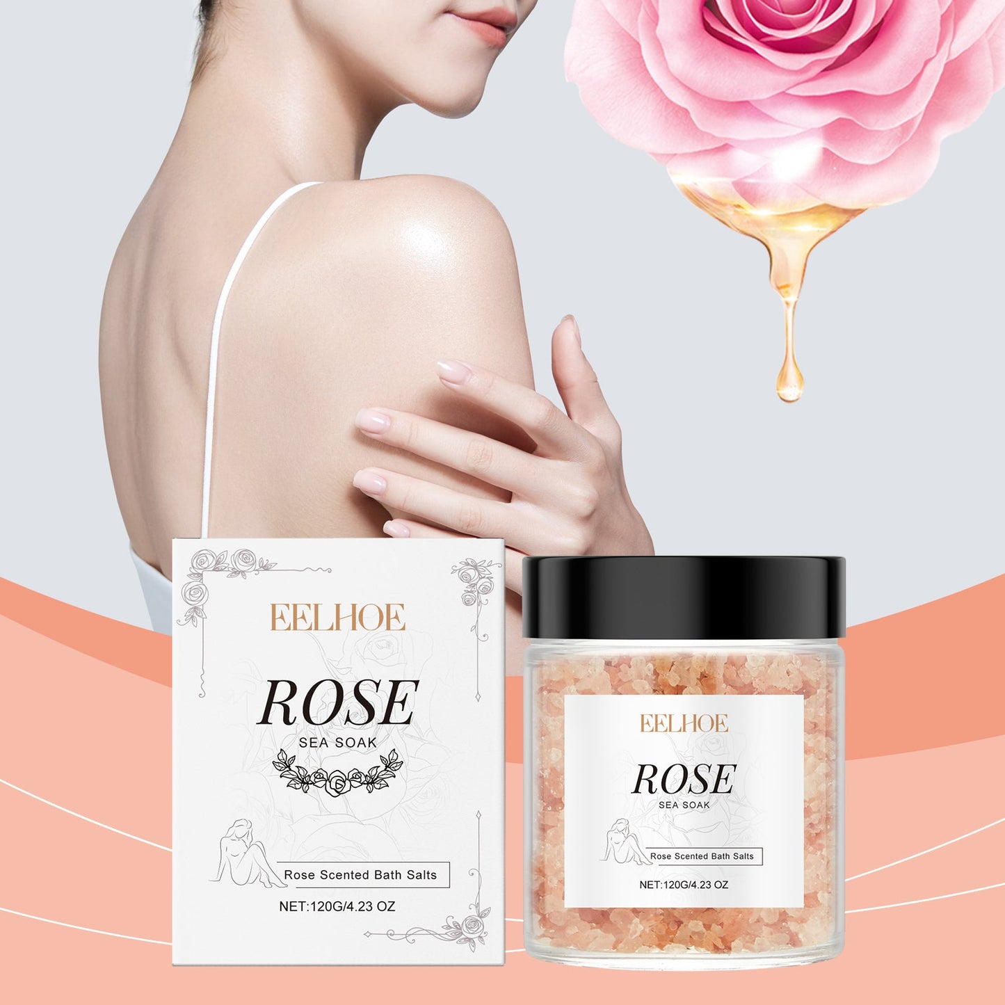 Rose Bath Mineral Salt, Bathe Skin, Clean Surface Scales, Moisturize Skin Care - Korvel
