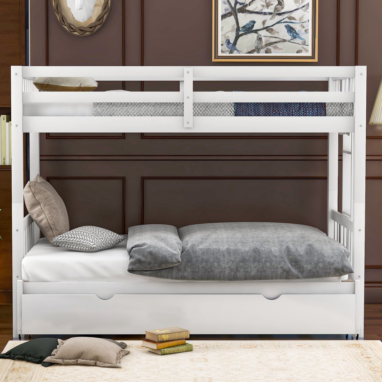Cama litera con cama nido - Blanca