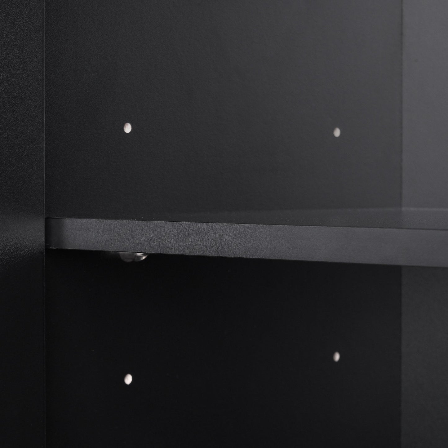 Bathroom storage cabinet, 4-door independent cabinet, adjustable shelf, open multi-layer shelf, black - Korvel