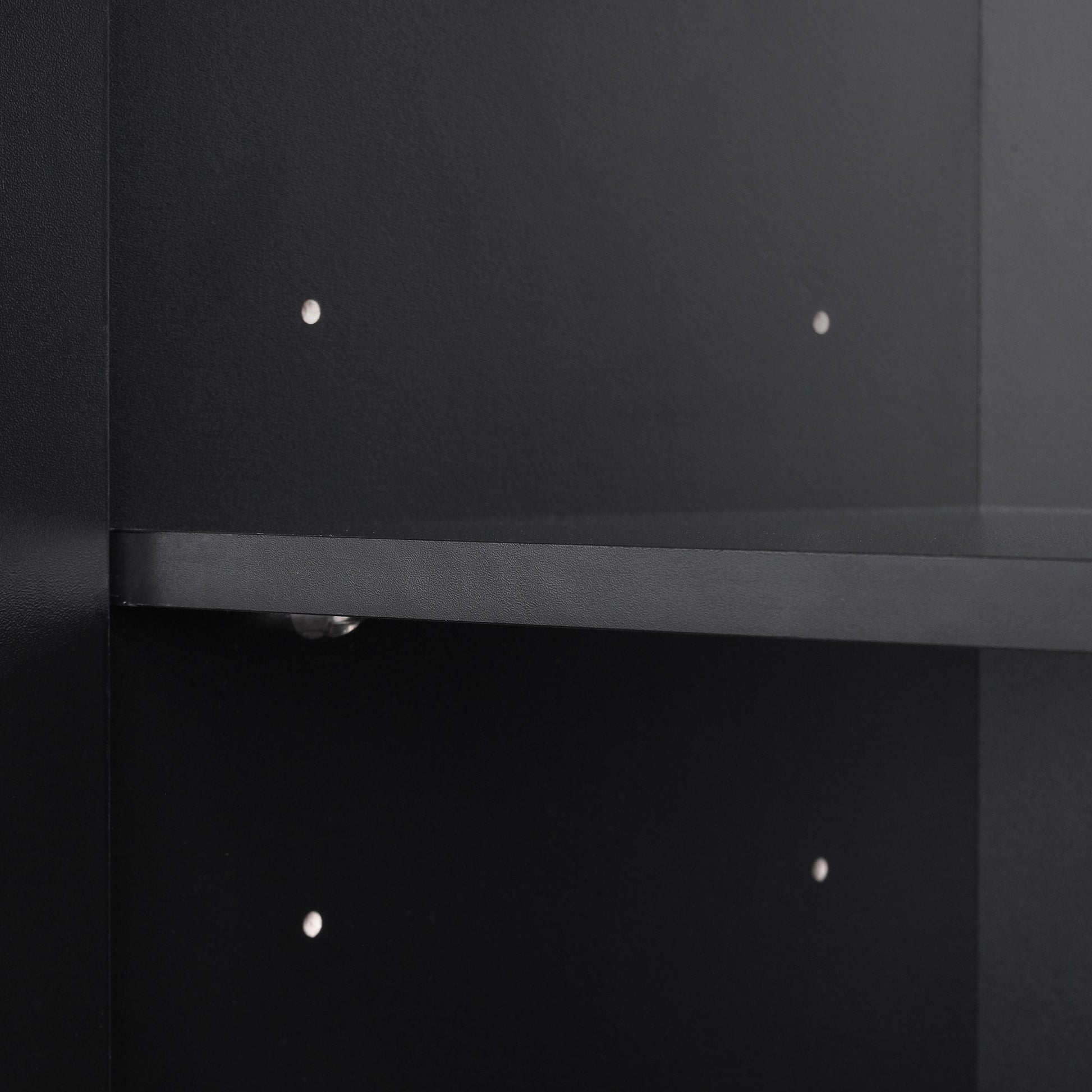 Bathroom storage cabinet, 4-door independent cabinet, adjustable shelf, open multi-layer shelf, black - Korvel