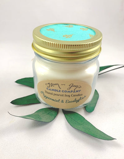 Peppermint & Eucalyptus Soy Candle – Refreshing & Invigorating Scent | Mam Jam’s - Korvel