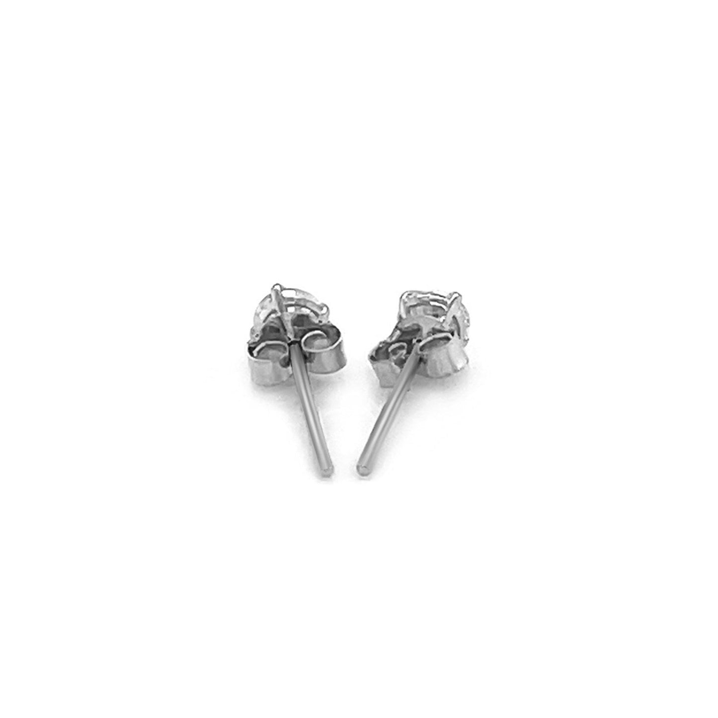 Boucles d'oreilles en zircon cubique blanc facetté de 3 mm en or blanc 14 carats