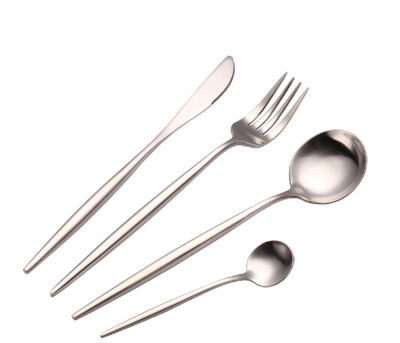 Thickened 304 stainless steel tableware Instagram style Portuguese knife and fork hotel high-end Western food knife, fork, spoon 4-piece set - Korvel