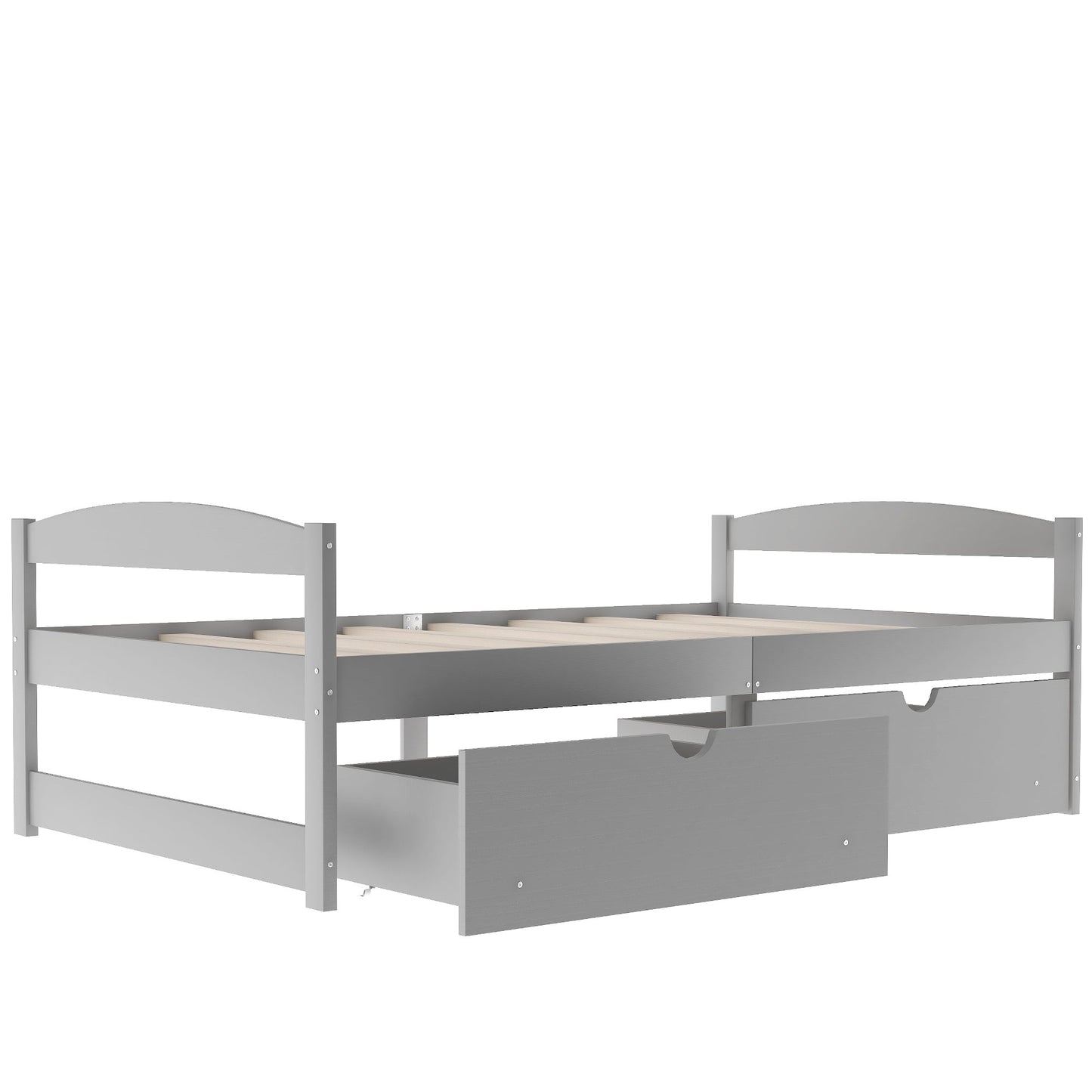 Twin size platform bed, with two drawers, gray - Korvel